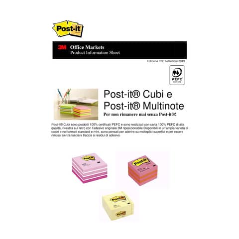 Foglietti riposizionabili colorati Post-it® Notes Minicubo 51x51 mm assortiti - 400 ff - 2051-L